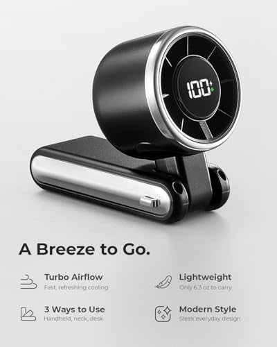 Portable Handheld Turbo Fan - 5 Gear High Speed 4000mAh Rechargeable Mini Personal Hand Fan Blow Cold Air, Battery Operated Travel Essentials, Beach Vacation, Gifts for Women, Men (Black) - color: Black
