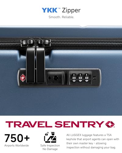 LUGGEX Carry On Luggage Top Opening, FLA Aluminum Frame Trunk Style Luggage, Polycarbonate Hard Shell Suitcase (FX-Enhance, Blue, 20 Inch, 38L) - color: Blue