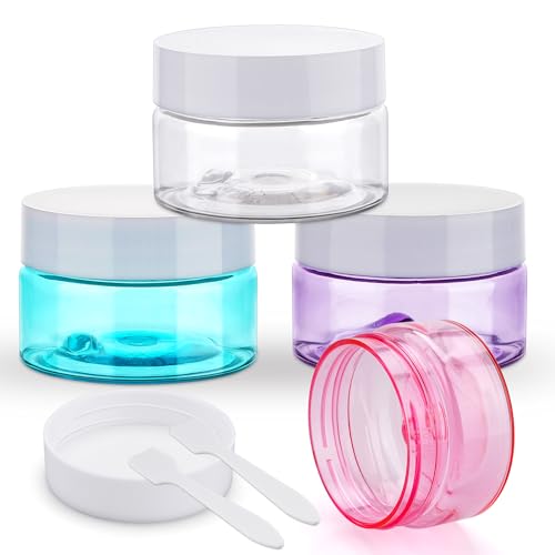 Cosywell Travel Jars Containers Cream Jars for Toiletries TSA Approved 1oz 4 Pack Refillable Cosmetic Containers Leak-proof Plastic Travel Size Containers with Lid for Makeup Cosmetics (4color) - color: A-1oz 4Color