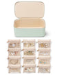 VLANDO Jewelry Organizer with 12 Velvet Jewelry Bags Travel Jewelry Case for Girls Premium Petal Hardware Jewelry Box Necklace Rings Earrings Bags Birthday Holidays Gifts for Self-Mint Green - color: 12PCS-Mint Green