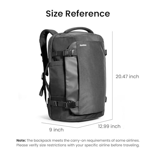tomtoc Travel Backpack 40L, TSA Friendly Flight Approved Carry-on Luggage Hand Water-resistant Lightweight Business Rucksack, Durable Large Weekender Bag Daypack Fits 17.3 Inch Laptop, PFAS Free - color: Black, size: 40L