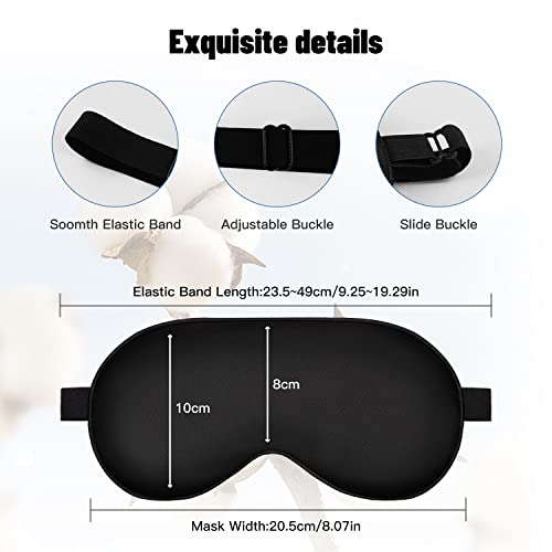 Sleep Mask, Silk Eye Mask for Sleeping with Adjustable Strap, Satin Blackout Sleeping Eye Mask for Men&Women, Comfortable Blindfold Eyeshade for Night Sleep(Black) - color: Black