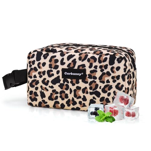 Freezable Lunch Bag,Freezable Snack Bag,Mini Cooler Bag for Travel/Work/School,Small Insulated Bag,Small Cooler Lunch Box with Ice Packs,Insulated Snack Bag,Freezable Snack Box with Handle Buckle - color: Brown Leopard