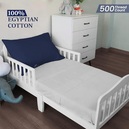 Toddler Pillow Cases 12x16 Inch Mini Pillow case with Zipper Closure Pillowcase Pack of 2 Travel Pillow Cover 500 Thread Count 100% Soft Egyptian Cotton Small Pillow Cases 12 x 16, Navy Blue - color: Navy Blue, size: Toddler 12x16