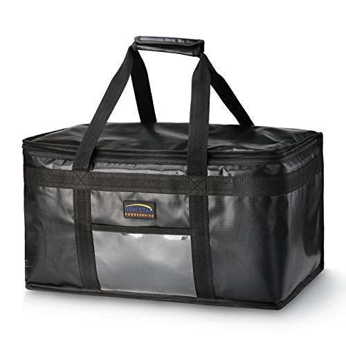 New Star Foodservice Commercial Insulated Food Delivery Bag, Full Size, 21.5 x 11 x 12.5 Inch, Black - size: 21.5" W x 11" H x 12.5" D