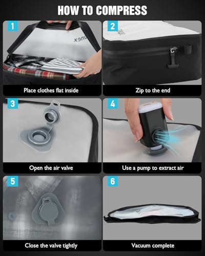 Gonex Vacuum Compression Bag with Pump - Reusable, Waterproof Travel Packing Organizer with Wide Opening, Handle & View Window for Suitcase, Backpack & Clothes Storage (1 Bag + 1 Pump) - size: 1Bag+1Pump