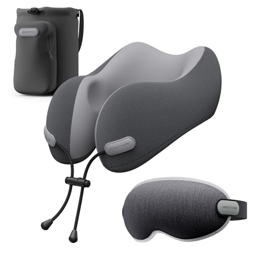 urnexttour Neck Pillow for Travel Memory Foam Design Models Pillows with Zero Eye Pressure 3D Eye Mask and Compact Bag Traveling Essentials Plane Car Flight Rest Sleeping Use Adult, Dark Gray - color: Dark Gray