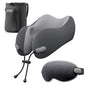 urnexttour Neck Pillow for Travel Memory Foam Design Models Pillows with Zero Eye Pressure 3D Eye Mask and Compact Bag Traveling Essentials Plane Car Flight Rest Sleeping Use Adult, Dark Gray - color: Dark Gray