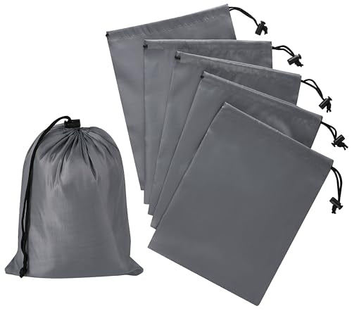 PALTERWEAR Drawstring Bag with Toggle - Nylon Cinch and Ditty Pouch Six-Pack (Gray, 7 x 9 Inch, Set of 6) - color: Gray, size: 7 x 9 Inch