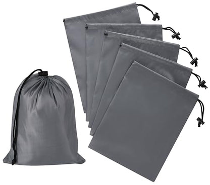 PALTERWEAR Drawstring Bag with Toggle - Nylon Cinch and Ditty Pouch Six-Pack (Gray, 7 x 9 Inch, Set of 6) - color: Gray, size: 7 x 9 Inch