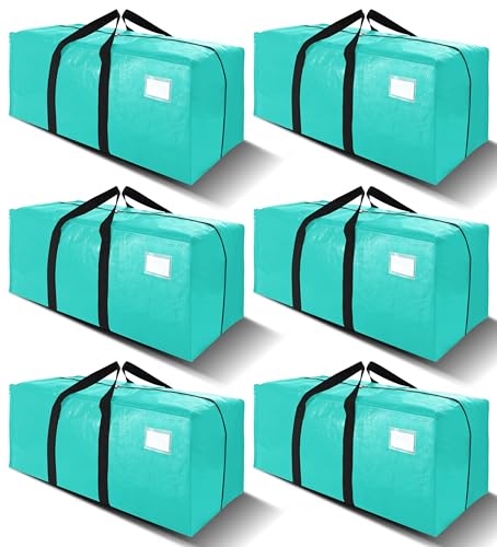 6 Pack Heavy Duty Extra Large Moving Bags W/Backpack Straps - Strong Handles & Zippers, Storage Totes For Space Saving, Fold Flat, Alternative to Box and Bin (40 gal, Aquamarine) - color: Aquamarine, size: 40 Gal - 6 Pack