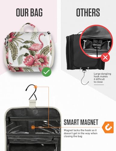 VENTURE 4TH Hanging Travel Toiletry Bag for Women & Men – Large Toiletry Organizer with 17 Compartments, Removable TSA Pouch, Travel Wash Bag for Toiletries, Makeup & Shaving Kit (Pink Flamingo) - color: Pink Flamingo