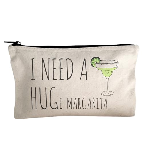 Moonlight Makers, I Need A HUGe Margarita, Funny Canvas Makeup Bag, Pencil Pouch, Cute Travel Accessories for Women, 100% Cotton Cosmetic & Toiletry Bags - style: I Need a Huge Margarita