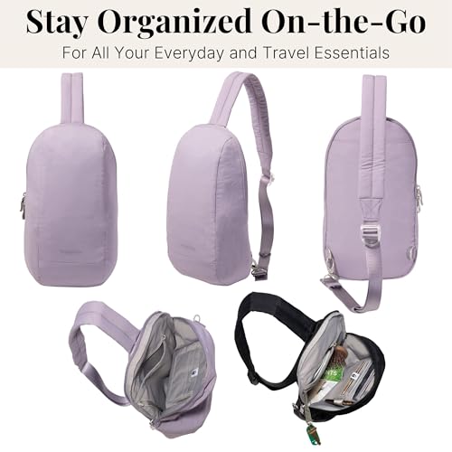 Baggallini Swift Sling - Lightweight 7.25"x 12.5" Crossbody Sling Backpack with Convertible - color: B-lite Lilac