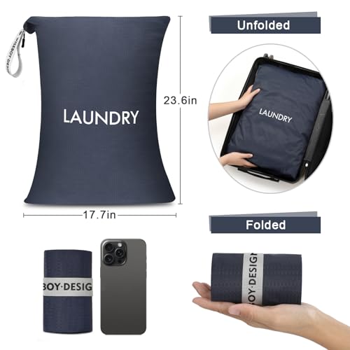 WiseBoy 2 Pack Laundry Bags, Travel Laundry Bag for Dirty Clothes, Washable Nylon Wet Dry Bag, Swimming Yoga Bathing Suit Workout Wet Dry Bags - color: Navy Blue
