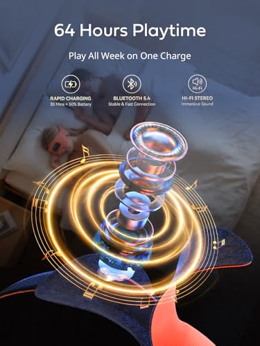 Sleep Headphones for Side Sleepers, Ultra-Thin Adjustable Stereo Speakers, Sleep Mask with Bluetooth 5.4, 64-Hour Ultra-Long Battery Life for Sleeping, Travel & Meditation, Unique Gift - color: Sunset Orange
