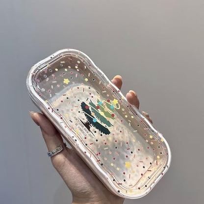 Cute hard shell bow glasses case cat transparent glasses case sunglasses glasses Size is 6.9 x 3.2 x 1.2inches - color: Case - Christmas Tree