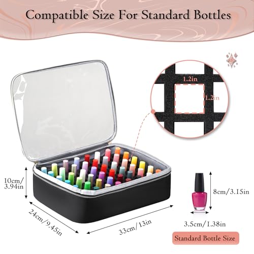 YOREPEK Extra Large Nail Polish Organizer Case Holds 96 to 100+ Bottles (15ml/0.5 fl.oz) UV lamp, Gel Polish Travel Case Bag with 2 Removable Pouches Fits Nail Supplies, Manicurist Nail Tech Gifts - color: Black-96bottles