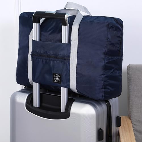 Travel Bag 12 Packes Carry on Luggage Foldable Duffel Bag Sports Gym Bag Weekender Overnight Bag Water Resistant Nylon Travel Duffel for Men Women (Blue 12PCS) - color: Blue 12