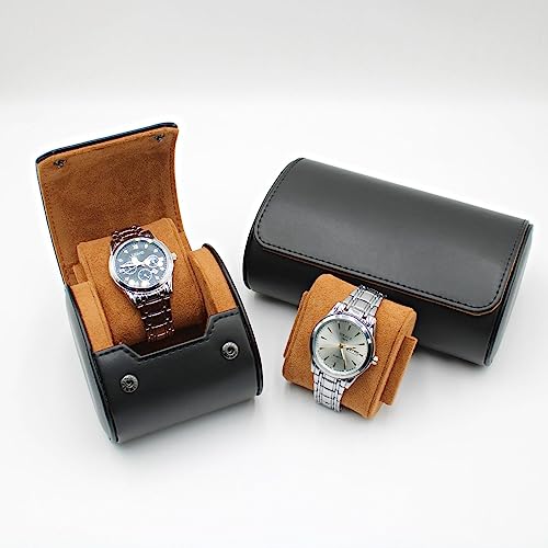 Watch Travel Case Portable Organizer - Luxury Watch Roll Travel Box Recycled Leather Watch Storage and Display for Men and Women (WCASE-1-BLACK) - color: BLACK, size: Single slot