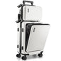 TRAVELARIM 20 Inch Carry On Luggage 22x14x9 Airline Approved, Carry On Suitcase with Wheels, Hard-shell Carry-on Luggage, Durable Luggage Carry On, White Small Suitcase with Cosmetic Carry On Bag - color: White, size: Carry-on 20 Inch
