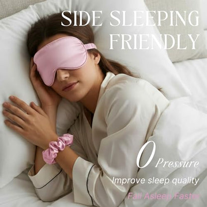 Silk Satin Sleeping Eye Mask, Light Purple Sleep Eye Mask Night Blindfold for Women and Men, Soft Breathable Blackout Eyeshade Eye Cover for Travel, Wedding Bridesmaid Gift - color: Light Purple