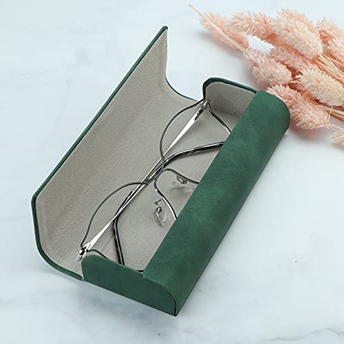 LifeArt Eyeglass Case Hard Shell, Portable Sunglass Case for Women and Men, fashionable PU Leather Eyeglass Case, Lightweight - color: 641_ybr(green)