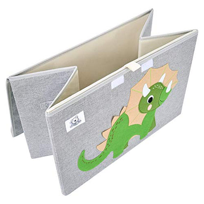 Foldable Large Kids Toy Chest with Flip-Top Lid, Collapsible Fabric Animal Toy Storage Organizer/Bin/Box/Basket/Trunk for Toddler, Children and Baby Nursery (Triceratops) - color: Triceratops