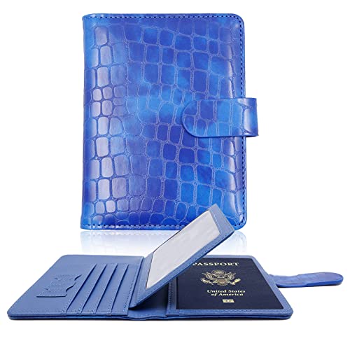 Melsbrinna Rfid Passport Holder for Travel women/Men, Cute Passport Wallet Rfid Blocking Card Slots, Rfid Passport Cover/CaseTravel Wallet, Passport Book Holder (1, Blue3) - color: Blue3