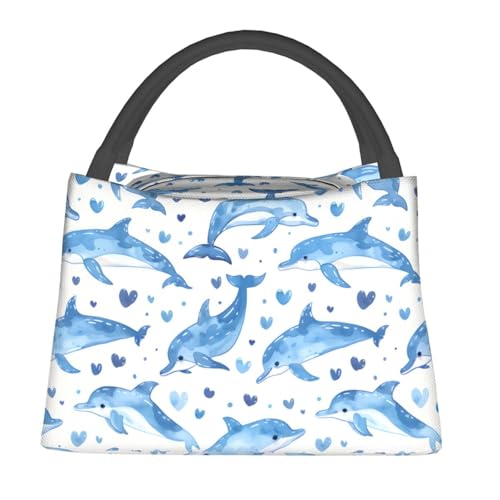 Cute Dolphin Lunch Bag for Women, Girls, Kids, Reusable Insulated Lunch Box for Work, Office, Picnic, Travel, School, Gifts - color: Cute Dolphin