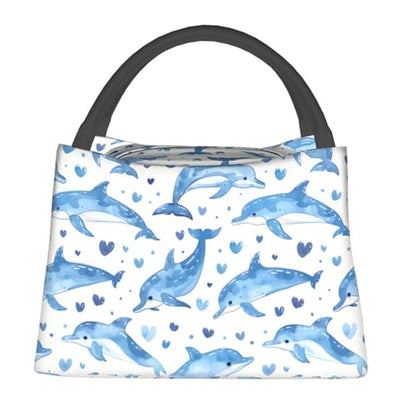 Cute Dolphin Lunch Bag for Women, Girls, Kids, Reusable Insulated Lunch Box for Work, Office, Picnic, Travel, School, Gifts - color: Cute Dolphin
