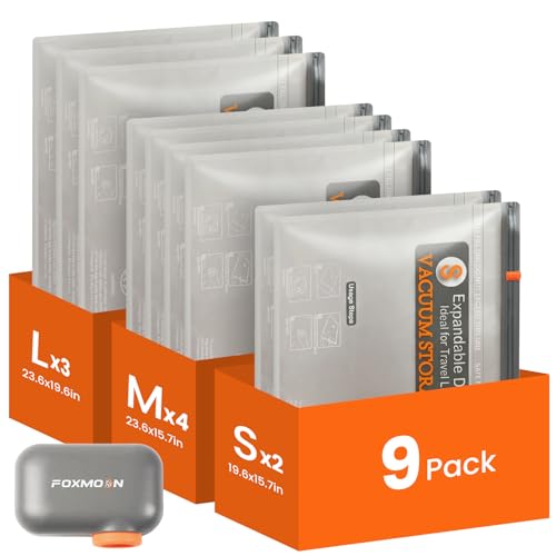 Vacuum Bags for Clothing Travel with Rechargeable Electric Pump, 9 Pack Compression Vacuuum Storage Bags for Luggage and Seasonal Storage, Space Saver Seal Bags for Cruise and Vacation - size: 9 Pack Travel Size