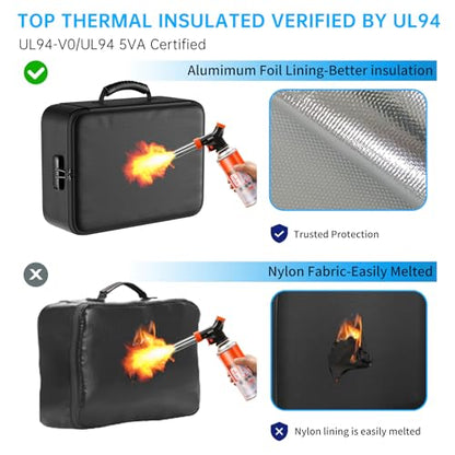 ENGPOW 5200°F Fireproof Document Bag with Lock, Upgraded Heat Insulated Fireproof Box 8 Layers File Organizer, Portable Home Travel Safe Storage for Important Documents,Passports,Laptop, Black(Soft)