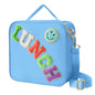 Insulated Lunch Bag With Adjustable Shoulder Strap, Nylon Preppy Lunch Box Large Insulated Lunch Bag Reusable Lunch Tote Bag with Smiley Preppy LunchBag for Girls School Travel Picnic (Dark blue) - color: Dark Blue