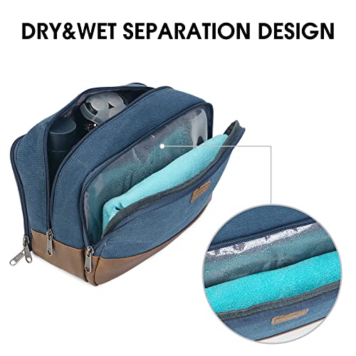 WANDF Travel Toiletry Bag for Men Large Toiletries Shaving Bag Water Resistant Hanging Dopp Kit Travel Accessories Bag for Women Men (Blue) - color: Blue