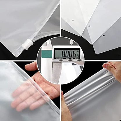 Plastic Storage Bags with Zipper, 100pcs 14x18 inch 3 mil Thick Large Ziplock Bags for Storage, Frosted Zipper Bags for Clothes T Shirt, Swimsuit, Jeans, with Vent Hole - size: 14x18"