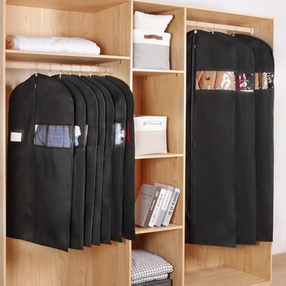 KEEGH 40" Suit Cover Bags for Men (Set of 10) Garment Bags for Hanging Clothes, Suit Bags for Closet Storage or Travel, Clothes Cover for Suits Coats with Clear Window and Label Pocket, Black - size: 40"-10pcs