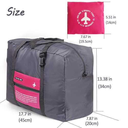 Travel Bag Spirit Airlines Personal Item Bag 18x14x8 Foldable Travel Duffel Bag Tote Carry on Luggage Duffle Overnight for Women and Men(Pink) - color: Pink