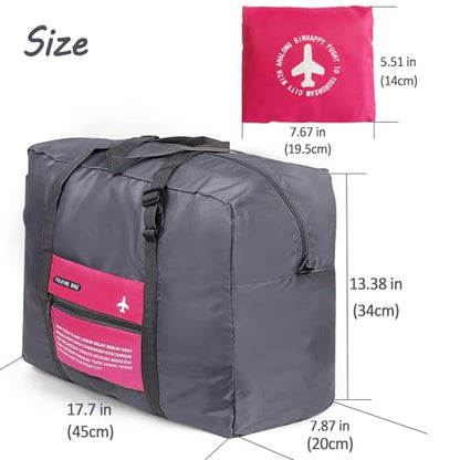 Travel Bag Spirit Airlines Personal Item Bag 18x14x8 Foldable Travel Duffel Bag Tote Carry on Luggage Duffle Overnight for Women and Men(Pink) - color: Pink