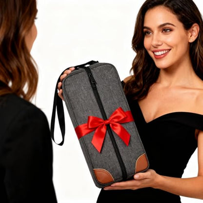 Wine Bag,Insulated Cooler Bag with Wine Glasses Steel Corkscrew Bottle Opener and Napkins Portable Wine Gift Bag for Picnics,Party,Travel (Gray)