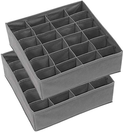 Simple Houseware 2 Pack Closet Sock Organizer, 24 Cell Drawer Divider, Dark Gray - color: Dark Gray, size: 2 Pack