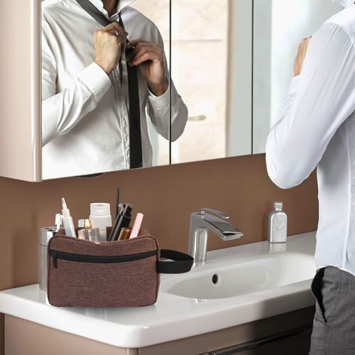 Icramsy Travel Toiletry bag Toiletry bag for women men Hanging Cosmetic bag Travel accessories for Women Men (Brown) - color: Brown