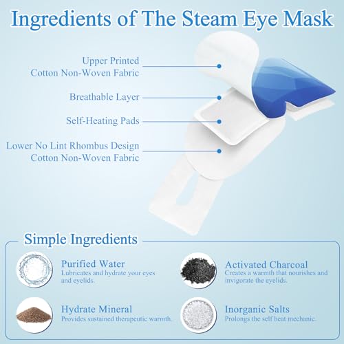 32Packs Steam Eye Mask, Heated Eye Mask for Sleeping, Warm Compress for Eyes, Self Heating Disposal Steam Mask for Home Sleep, Office, Spa, Travel Essentials Mothers Day Gifts (Unscented) - color: 32Packs Unscented