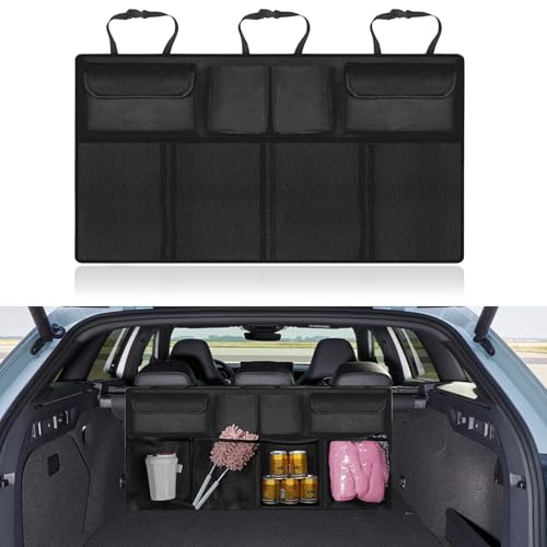 Trunk Organizer with 8 Storage Pockets, Large Capacity Car Storage Bag, Automotive Interior Cargo Organization Storage Bag Accessories, Universal for SUV, Truck, Van