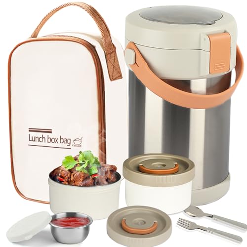 Audult Hot Food Thermo 52 oz Insulated Food Container,1.5L 2 Layer Stainless Steel Vacuum Thermal Lunch Box Soup Food Thermo, Stackable Hot Food Jar Bento Box for Men, Women - color: Stainless Steel (simple)