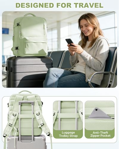 WONHOX Vacuum Travel Backpack Women,Carry On Backpack Flight Approved 18x14x8 inches Bag Spirit Airlines Personal ltem,College Sports Hiking Laptop Rucksack Blackpack mochila de viajes Men,MintGreen - color: A22-mintgreen