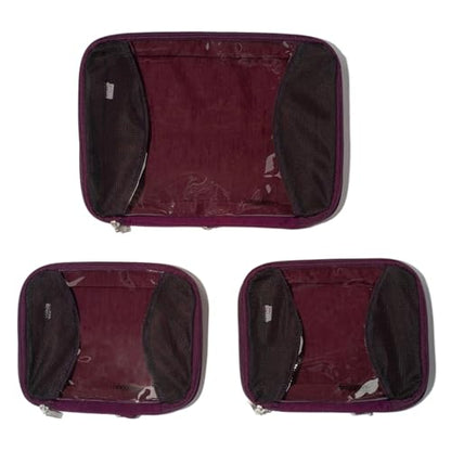Baggallini Compression Cube 3-piece set - Lightweight Compression Packing Cubes for Travel - color: Mulberry