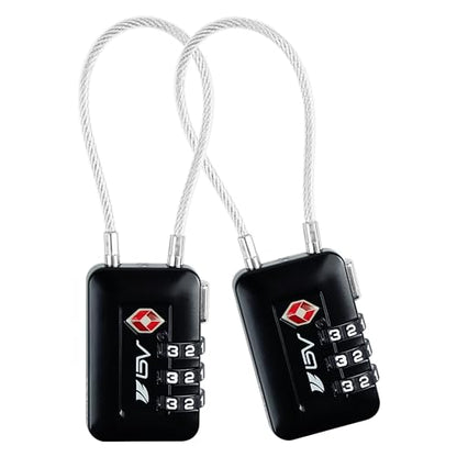 TSA Accepted Luggage Travel Lock, Set-Your-Own Combination Lock for School Gym Locker, Luggage Suitcase Baggage Locks, Filing Cabinets, Toolbox, Case (Black, 2 Pack) - color: Black, size: 2 Pack