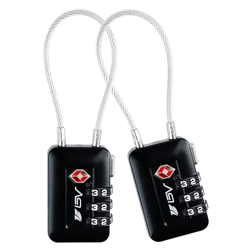 TSA Accepted Luggage Travel Lock, Set-Your-Own Combination Lock for School Gym Locker, Luggage Suitcase Baggage Locks, Filing Cabinets, Toolbox, Case (Black, 2 Pack) - color: Black, size: 2 Pack