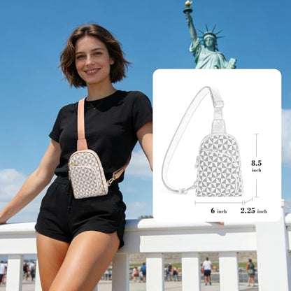 INICAT RFID Blocking Sling Bag, Anti Theft Crossbody Bag for Women Compact Travel Purses Leather - color: White Blue Checked Ii